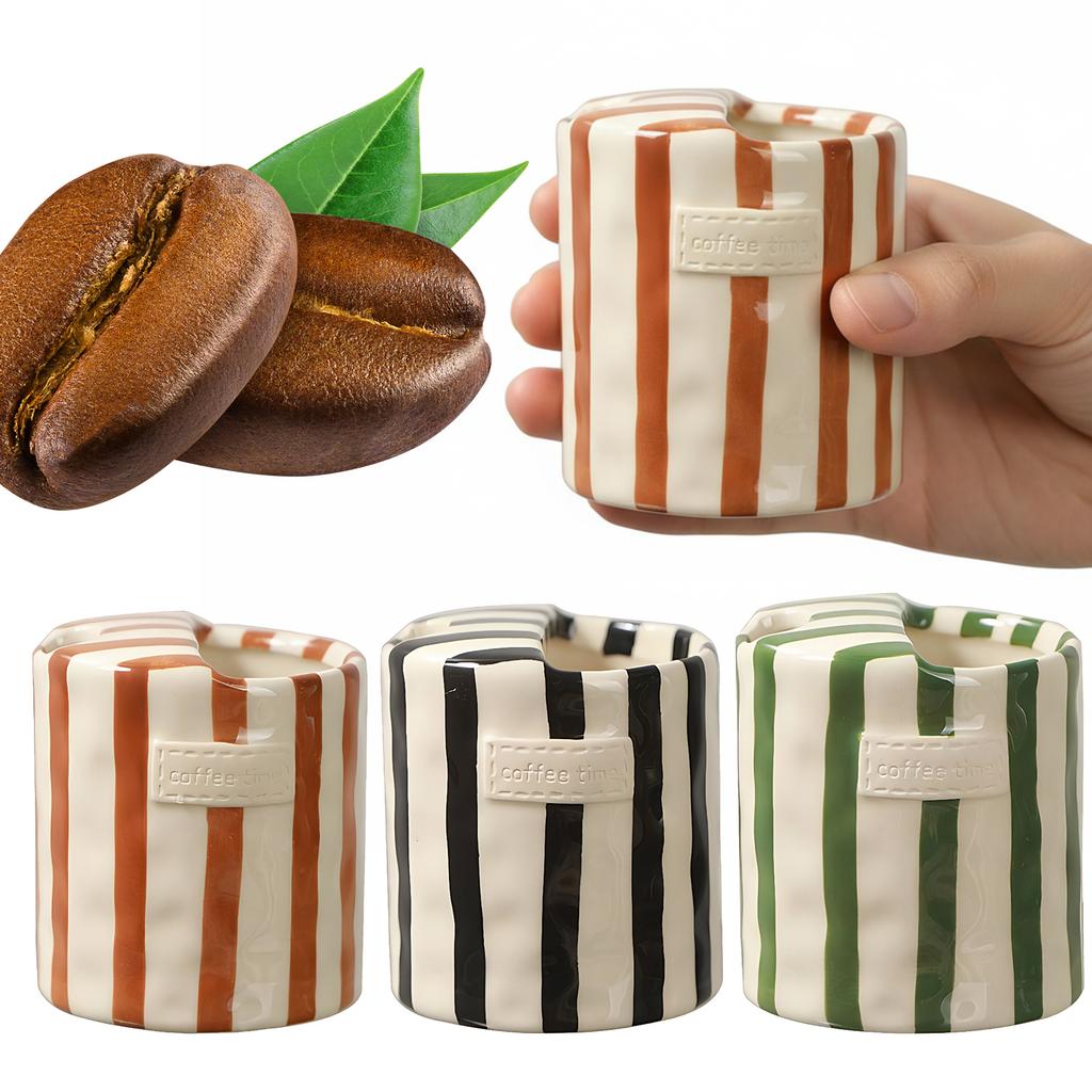 Hand-Painted Retro Striped Ceramic Coffee Mug Vintage Breakfast Cup Coffee Cup Christmas Gift Drinkware