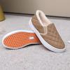 Women's Winter Cotton Leather Slip-On Shoes: Flat, Non-Slip, Soft, Thickened, Plus Velvet, Warm, Easy-Wear.