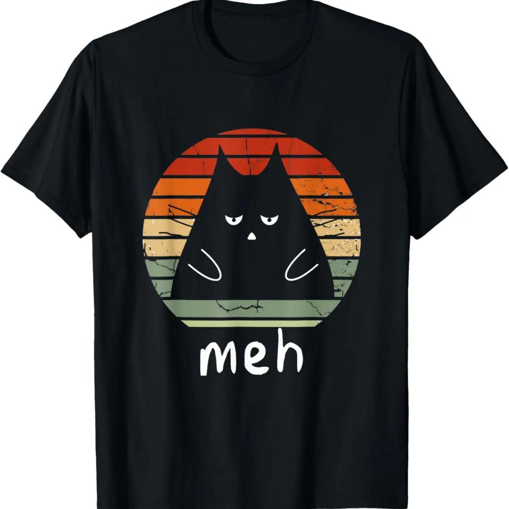 Винтажная футболка с черным котом Мех Кот Мяу Котенок Любитель кошек Футболка
