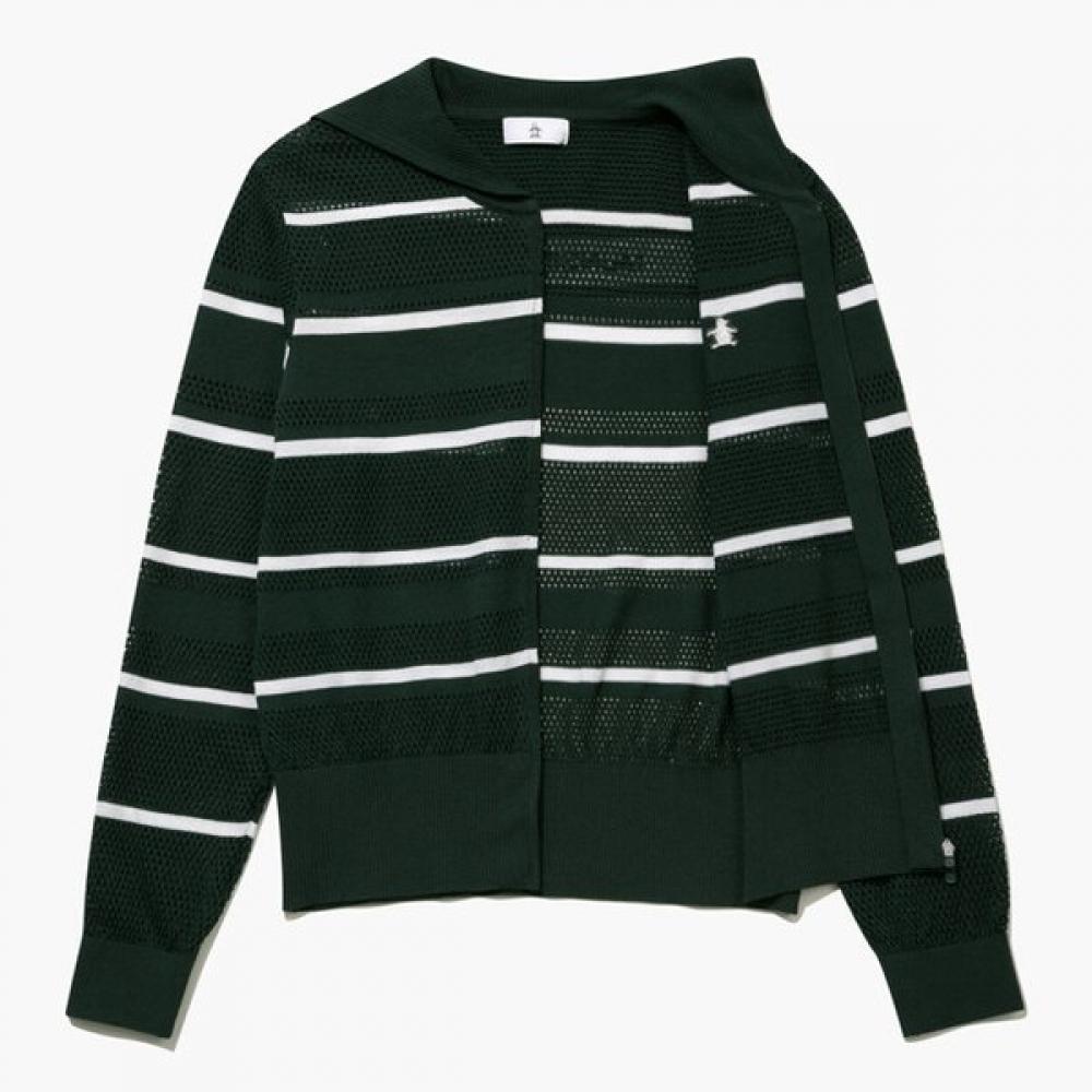 MunSingwear Women S Wide Collar Knit Zip Up Deep Green mr222lSj41