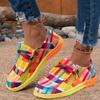 Fashion Women Flats Round Toe Multi-Color Sneakers Women Ethnic Rainbow Canvas Shoes Autumn New Casual Daily Flat Loafers Shoes Ladies