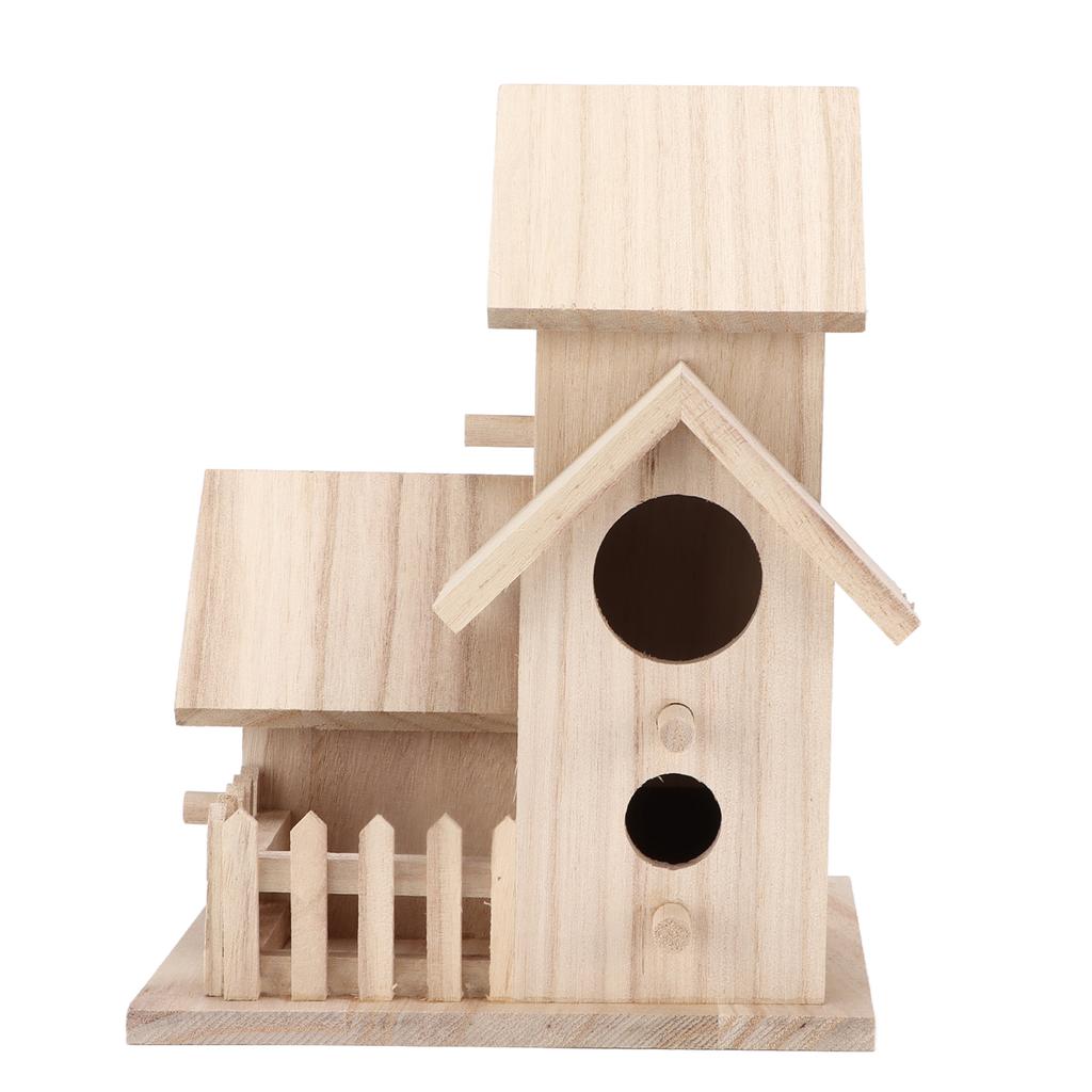 Outdoor Birdhouse Paulownia Garden Bird Nests Small Bird Breeding Box for Wild BirdsThree Rooms