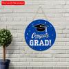 2D Flat 20*20cm 1pc GRAD&Bachelor's Cap Print Graduation Party Decoration, Terrific Round Wooden Pendant Gift for Friends During Graduation Season,