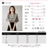 J-Scott Women's Printed Chiffon Blouse, Monotone, Flare Sleeves, 3/4 Sleeves, Round Neck, White, JS142-WH-S