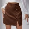 Autumn and Winter Women's Solid Colour Suede Half-body Skirt High Waist Metal Buckle Package Hip Short Skirt
