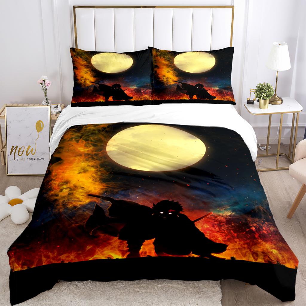 Комплект постельного белья с принтом «Аниме-убийца демонов» 2/3 предмета Nezuko, двуспальный, односпальный, размера «king-size», пододеяльник, комплект для детей и взрослых, подарок