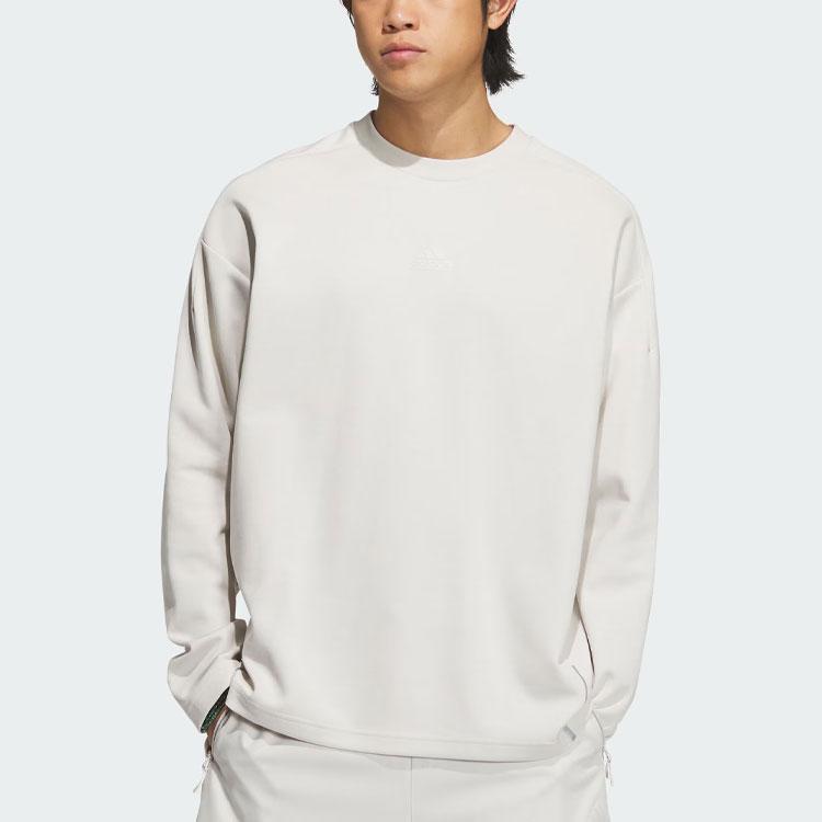 Adidas Спортивная одежда Future Style Solid Logo Спортивная повседневная футболка с круглым вырезом и длинным рукавом Мужские топы Talc IY8031