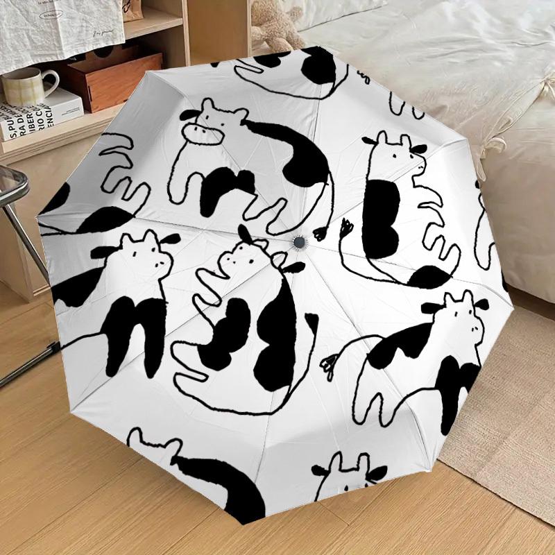 1pc Cow Print Automatic Open/Close Umbrella, Formal Events - Ideal Gift for Family or Friends, Outdoor Accessory yy251211148