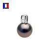 Compagnie Générale Des Perles - Diamond Pendant 0.18 Cts Genuine Round Tahitian Pearl 12-13 Mm 18 Cts White Gold - Women's Jewelry