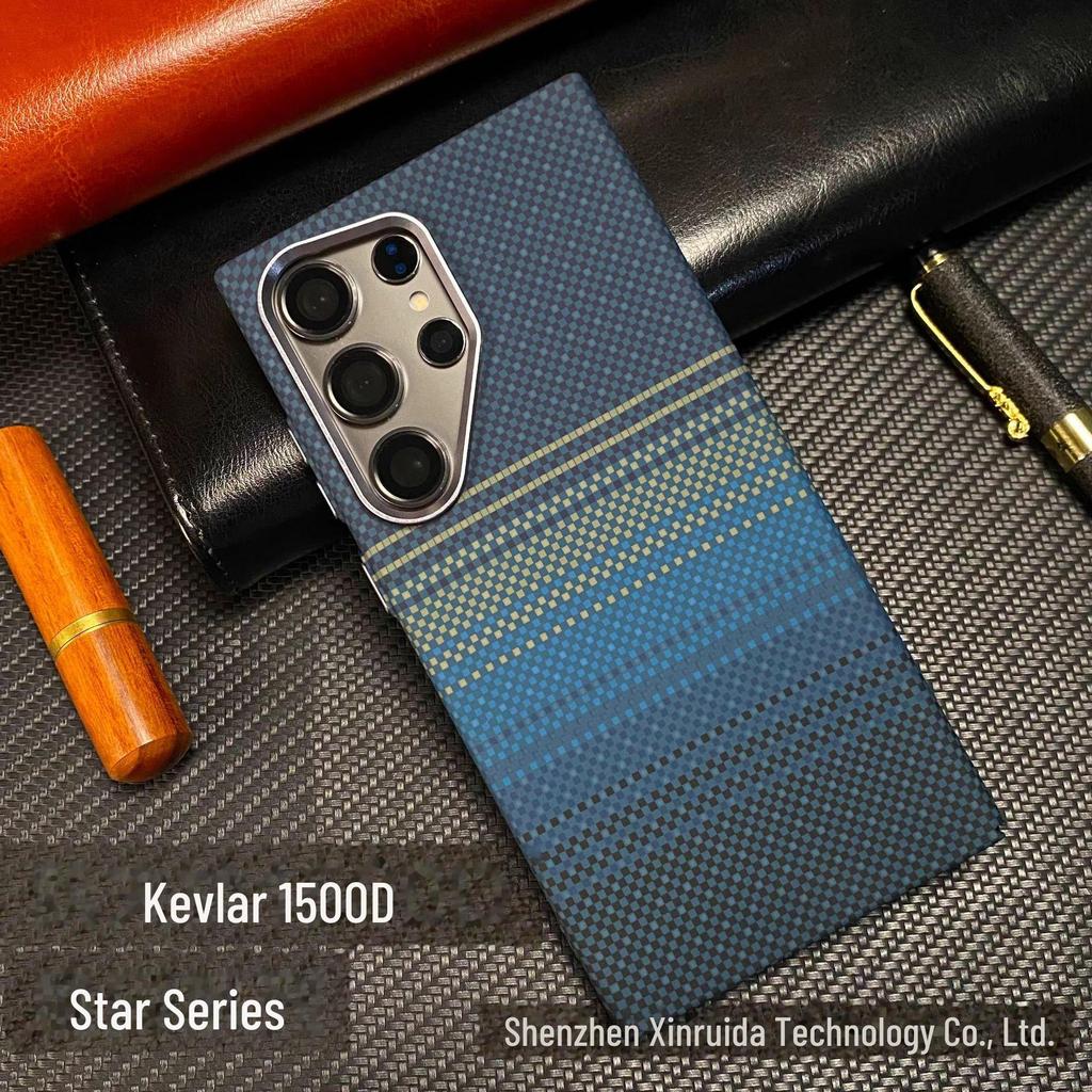 Легкий чехол из углеродного волокна и кевла для Samsung S24/S23 Ultra с высокой ударопрочностью и магнитной фиксацией