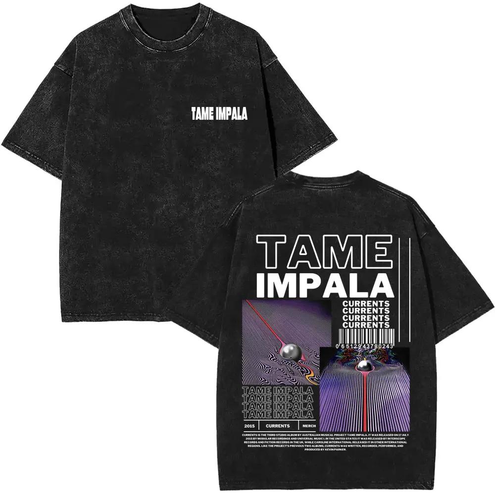 Ограниченная серия Стильная винтажная футболка с принтом рок-группы Tame Impala Deadbeat Унисекс Женская Повседневная Оверсайз Футболки Унисекс Ретро Уличная одежда
