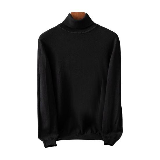 Осень-зима мужской свитер с высоким воротником, толстый эластичный трикотаж с длинными рукавами, теплый однотонный трикотаж, свободный повседневный деловой свитер