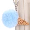 Fluffy Ice Cream Pompom Ball Charm Key Ring Holder Keychain Car Bag Pendant