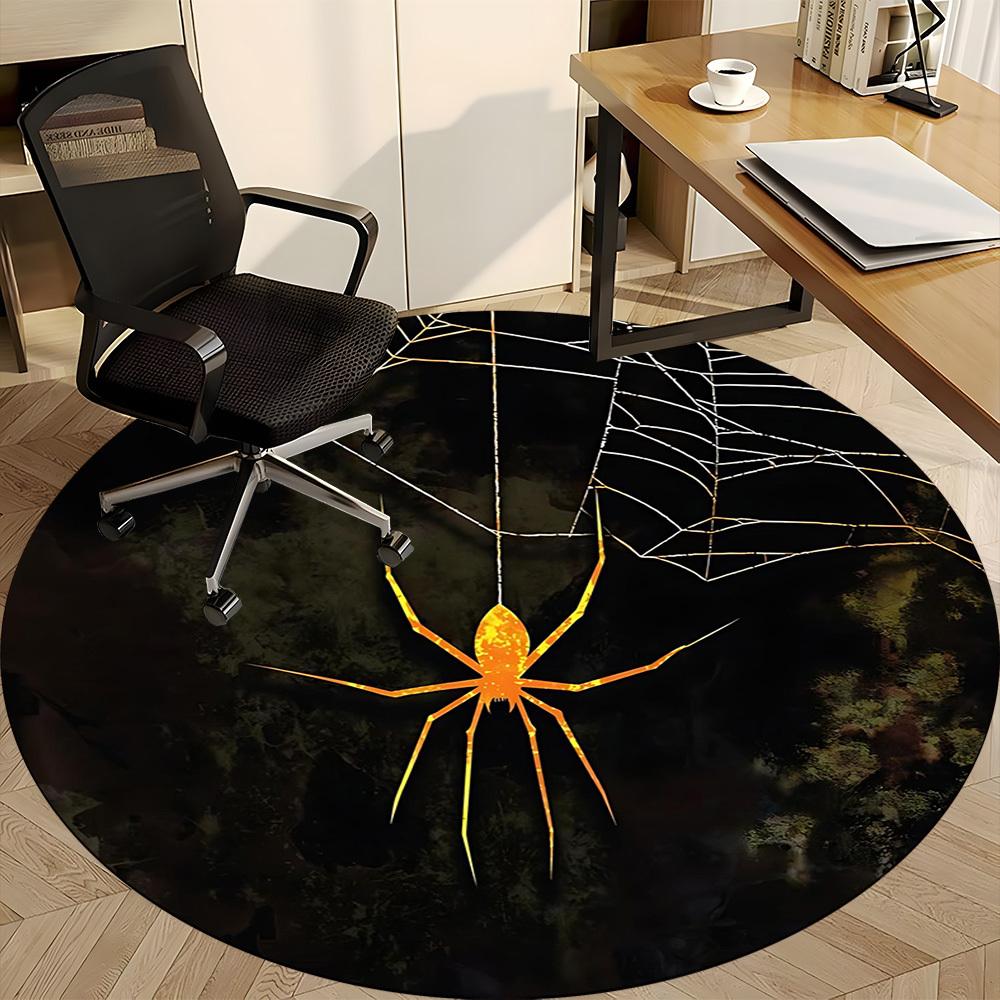 1PCSpider Web Office Round Area Rug, Mat Suitable For Office, Under Office Chairs Bedroom Living Room Home Decor, Room Deco