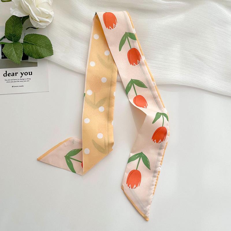 Long Silk Scarf, High-end New Versatile Hair Tie Streamer, Atmosphere Ribbon, Spring and Summer Decorative Scarf, Tied Bag Streamer