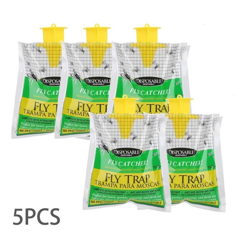 1/5 шт. одноразовые ловушки для мух с предварительной наживкой, мешки для ловли мух, уличные подвесные убийцы мух