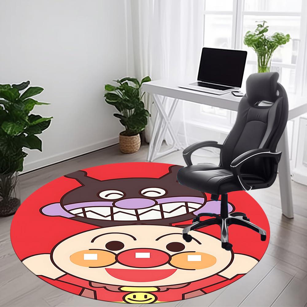 1 шт. Круглый ковер Anpanman для офиса, подходит для офиса, под офисные стулья, спальни, гостиной, домашнего декора, декора комнаты T1224014