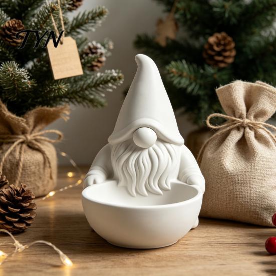 Desktop Storage Tray 3D Printed Gnome Candy Bowl, Nordic Faceless Dish, Decorative Holiday Table Centerpiece Tabletop Key Bowl for Christmas