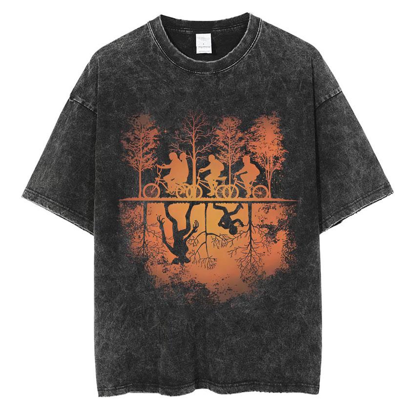 Vintage Washed Will Byers Graphic T Shirt Mens Fashion Pop TV Show Short Sleeve Tshirts Casual Cotton Tshirt Streetwear
