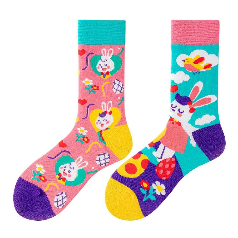 Asymmetric Colorful Christmas Cotton Socks for Couples