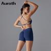 Auroth Women Yoga Sportswear Gym Running Set Quick Qrying Workout Shorts Back Cross Vest Workout Clothes