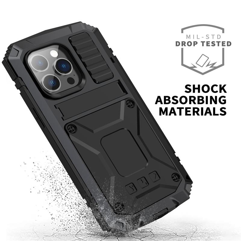 Для iPhone 14 13 12 Pro Max Mini 11 Pro Max Чехол Полная защита Прочный Бронированный Ударопрочный Защитный С подставкой Алюминиевая Металлическая Крышка