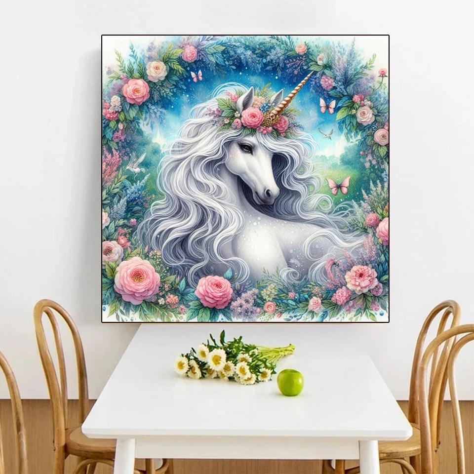 Colorful Unicorn Diamond Painting New 2024 Full Round Square Diamond Embroidery Cross Embroidery Kit Home Wall Decoration Gift