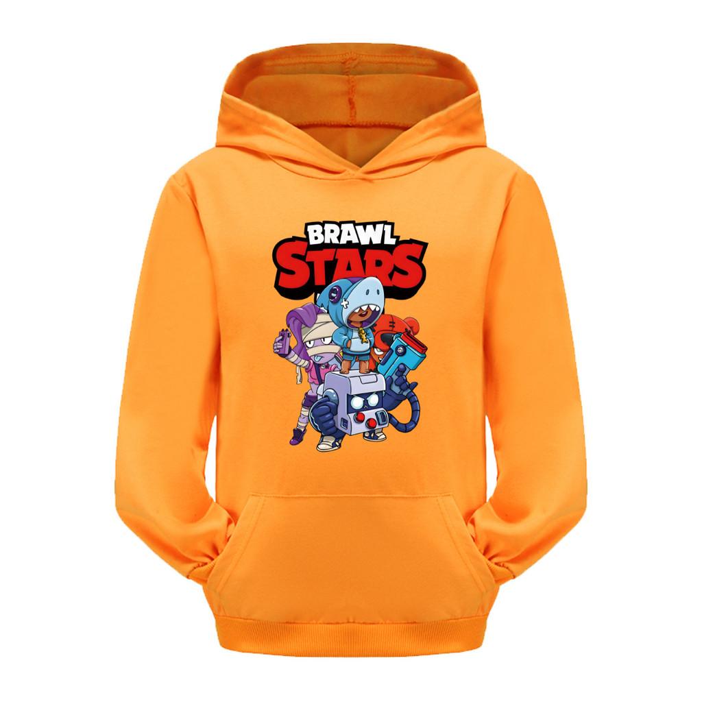 4093 Детские Худи для Мальчиков и Девочек Brawl Stars с Принтом, Карманные, с Длинным Рукавом и Капюшоном