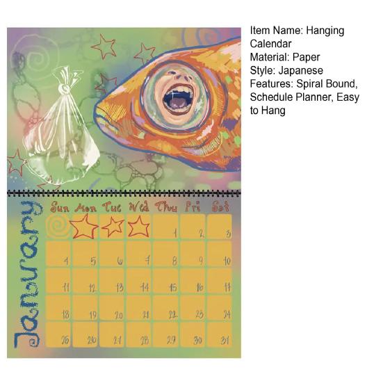 2026 Настенный календарь на спирали с января по декабрь 12 месяцев Ежемесячный планировщик расписания Дом Офис Календарь с художественными иллюстрациями