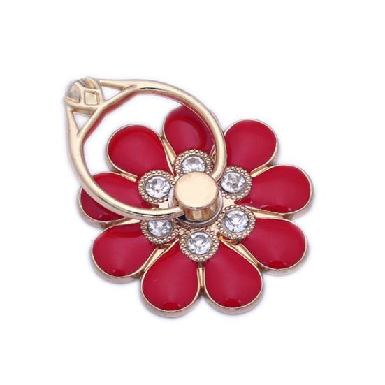 Прочный кронштейн для кольца на палец Уникальный металлический держатель для телефона в форме цветка со стразами, работающий одной рукой, ленивый держатель