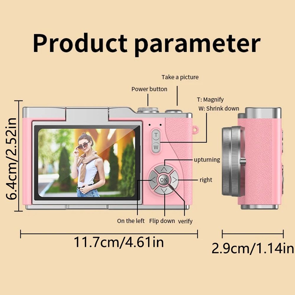 High-Definition HD Digital Camera 4K 48MP Flip Screen Video Camcorder CCD Led Flash Light 8X Digital Zoom Entry-Level Ccd Camera