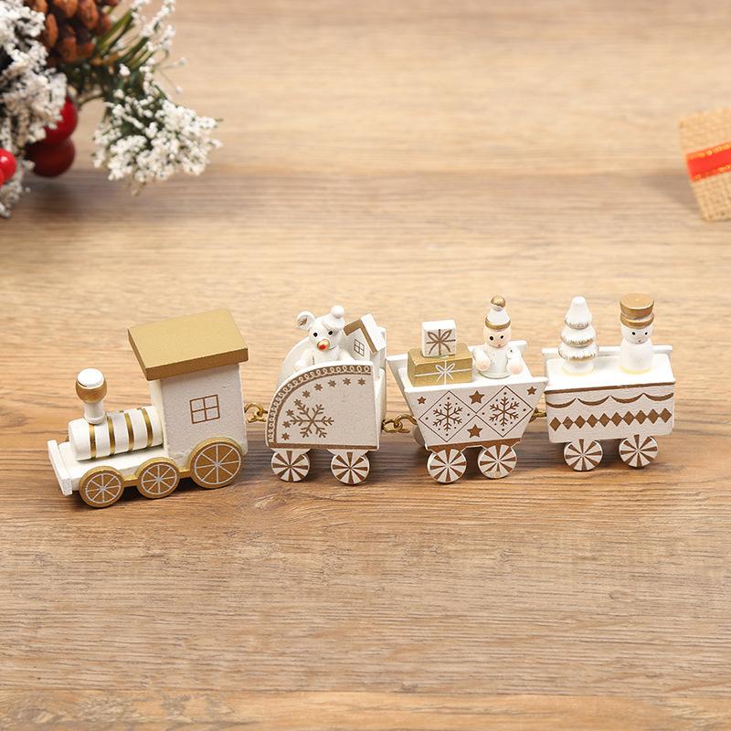 Деревянный поезд рождественские украшения четыре секции окна настольный орнамент мини поезд декор набор для рождественской вечеринки