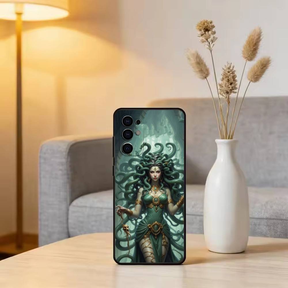 Чехол для телефона Medusa G-Mythology Черный Силикон Мягкий Для Samsung S25,S24,S21,S22,S23,S30,Ultra,S20,Plus,Fe,Lite