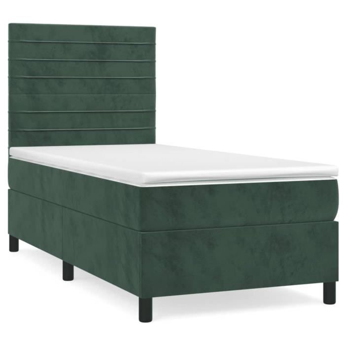 3143064 vidaXL Divan-lit Avec Matelas Vert Foncé 90x200 Cm