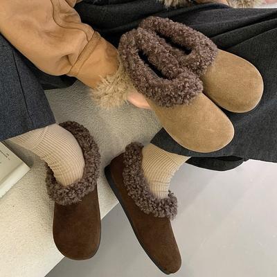 2025 осень и зима новая мода верхняя одежда толстая подошва сумка голова полушлепанцы женские бархатные теплые универсальные туфли