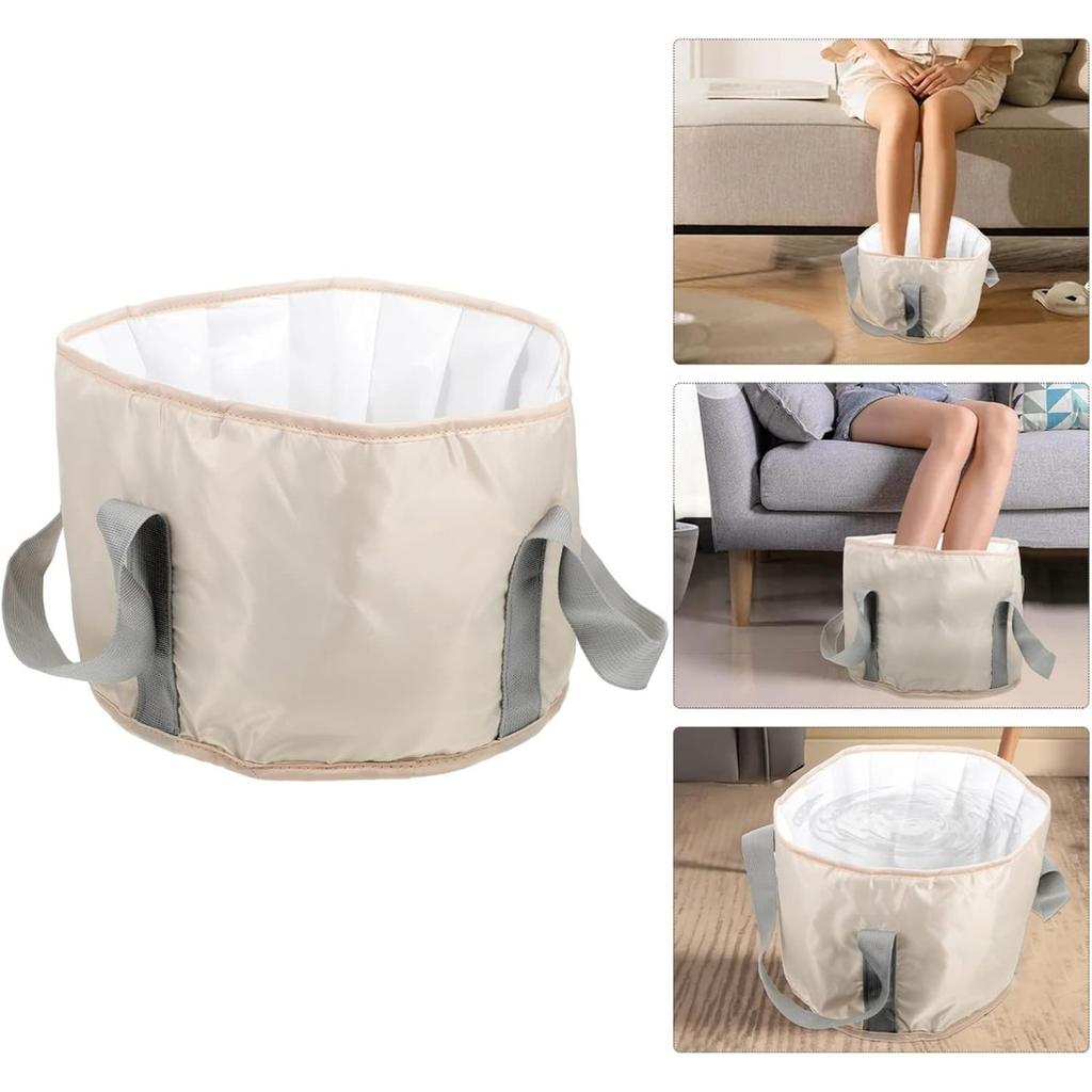 Foot Spa Folding Bucket Travel Basin Tub Folding Water Basin Pedicure Feet Washing Basin Feet Soaking Bag Footbath Tub Insulation Cotton Camping