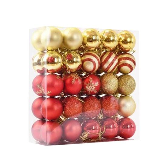 50 шт. Мини Красные Рождественские Шары Набор Украшений Небьющиеся Легкие Блестящие Подвесные Шары Рождественское Подвесное Украшение