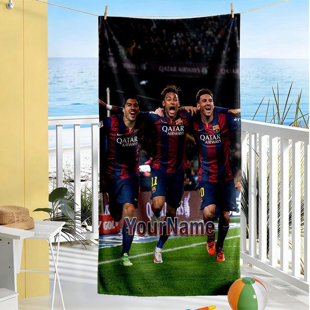 Messi Customizable Name Beach Towel Soft Durable Quick-Dry For Beach Bathroom Outdoor Swimming Pool Camping Picnic Yoga Diving Vacation Accessories