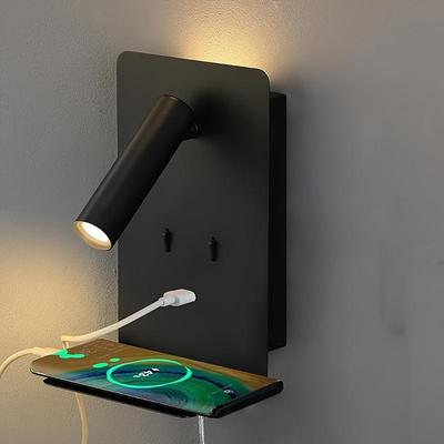 Вращающийся светодиодный настенный светильник с USB-зарядкой — креативный прикроватный светильник для чтения.