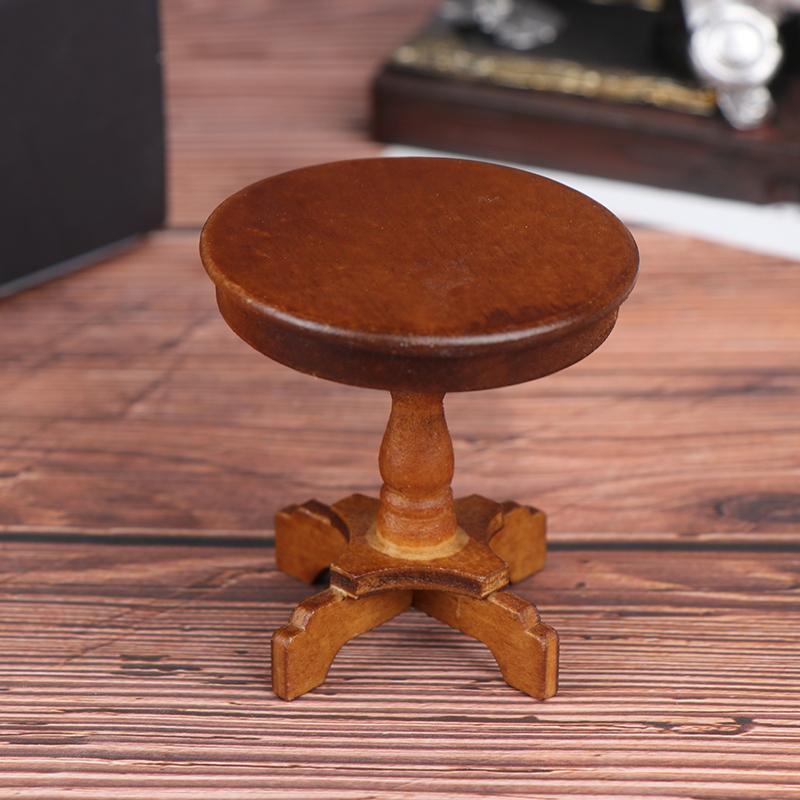 1/12 кукольный домик сад/комната декор деревянный миниатюрный круглый журнальный столик детские игрушки