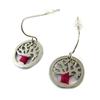 [N6284] - Steel Earrings 'Tree of Life' Red Gray - 15 Mm