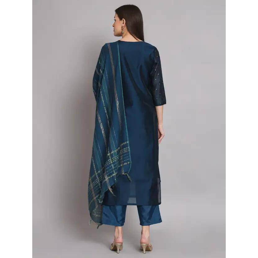 Women Bollywood Kurta Pant Dupatta Set Party Wear Top Tunic Kurti Salwar Suit 2376