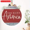 2D Flat 20*20cm 1pc God Bless America Independence Day Welcome Door Sign, Suitable for House&Parties&Farmhouse&Garden Hanging, Patriot Theme Red Minim