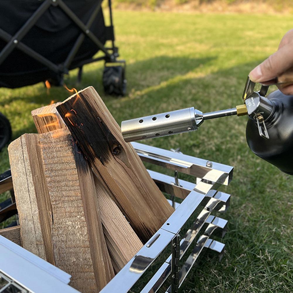 Wood Handle Camping Folding Fire Torch Fire Starter Charcoal Lighter for Barbecue Camping