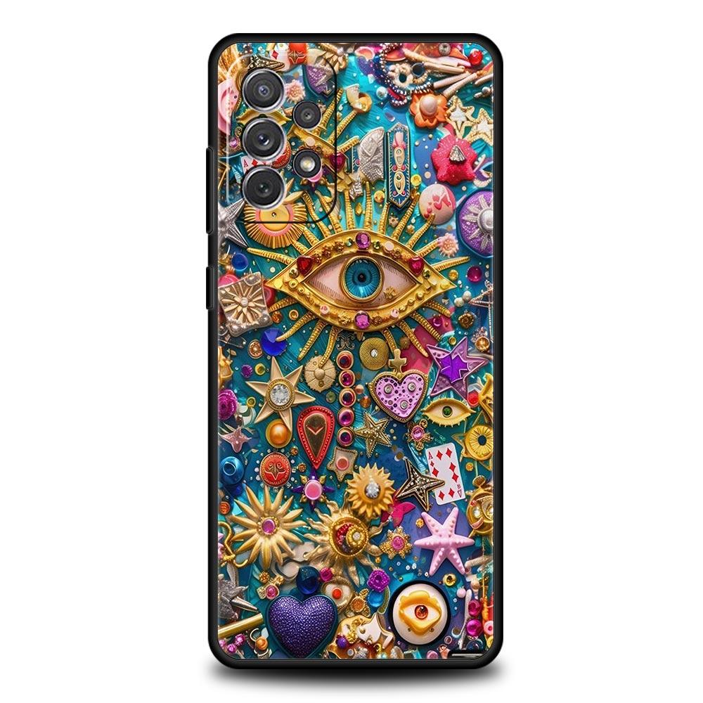 Модный Чехол для Телефона с Накладными Ресницами для Samsung Galaxy A55 A35 A15 A14 A13 A25 A54 A51 A71 A72 A73 A32 A52 A41 5G Мягкий ТПУ Корпус