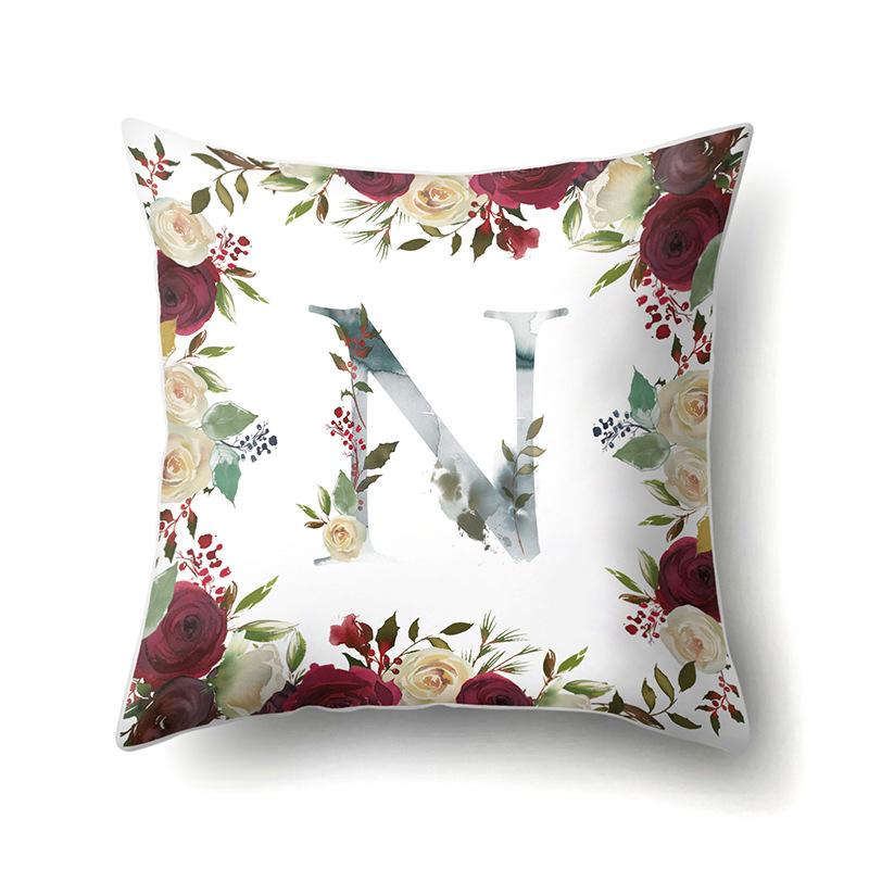 Полиэстеровая наволочка Американский Ретро Цветок Растение 26 Английских Букв Наволочка для Подушки Автомобильная Наволочка