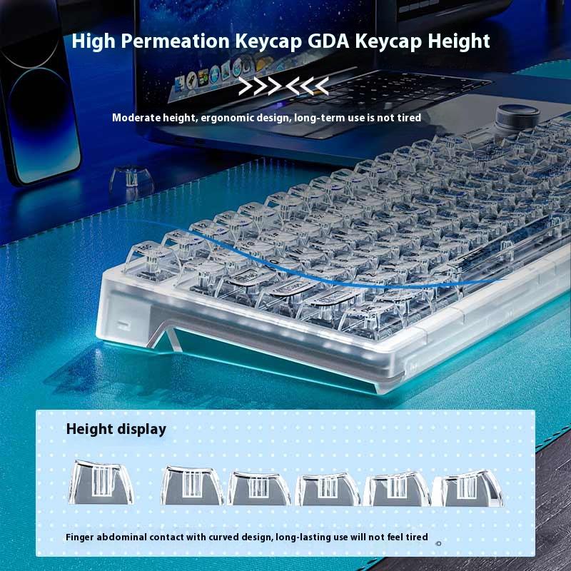 AULA F98PRO Transparent Wireless Mechanical Keyboard Bluetooth 2.4G Hot Swappable RGB Backlit Custom E-sports Gaming Keyboard