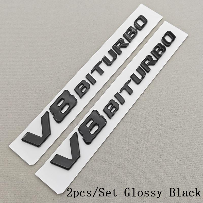2pcs 3D ABS Car Letter Logo V8 BITURBO Sticker Fender Side Badge Emblem Decal For Mercedes Benz G63 S63 C63 E63 C63S Accessories AB1