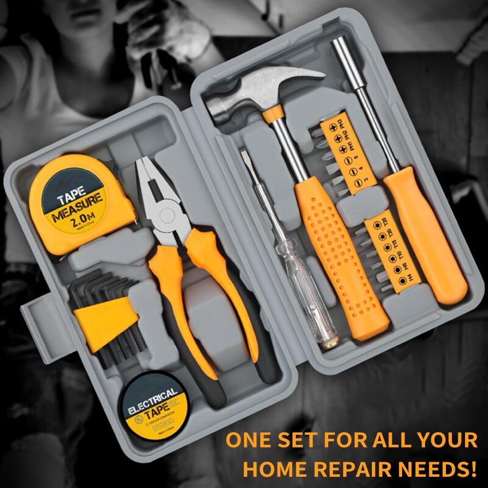 24pcs Compact Design DIY Tool Kit Steel Tools Household Repair Kit Mini Tool Set For Home Office
