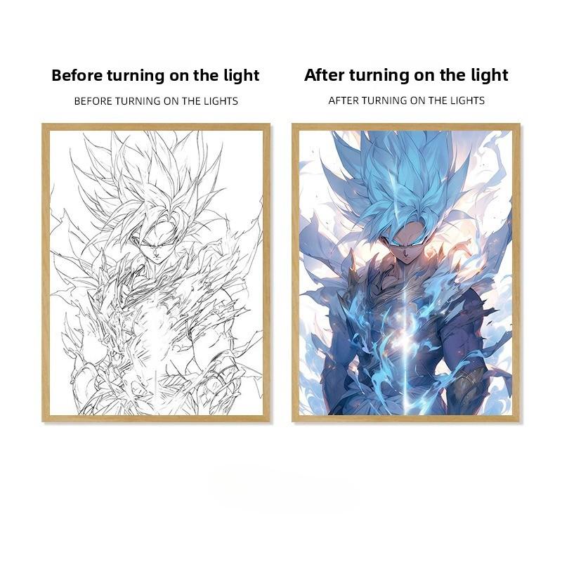 22см/8.66дюйма Аниме Dragon Ball Световая картина Wukong Периферия Ночной светодиодный светящийся мультяшный коллекционный светильник Настольные принадлежности для вечеринок